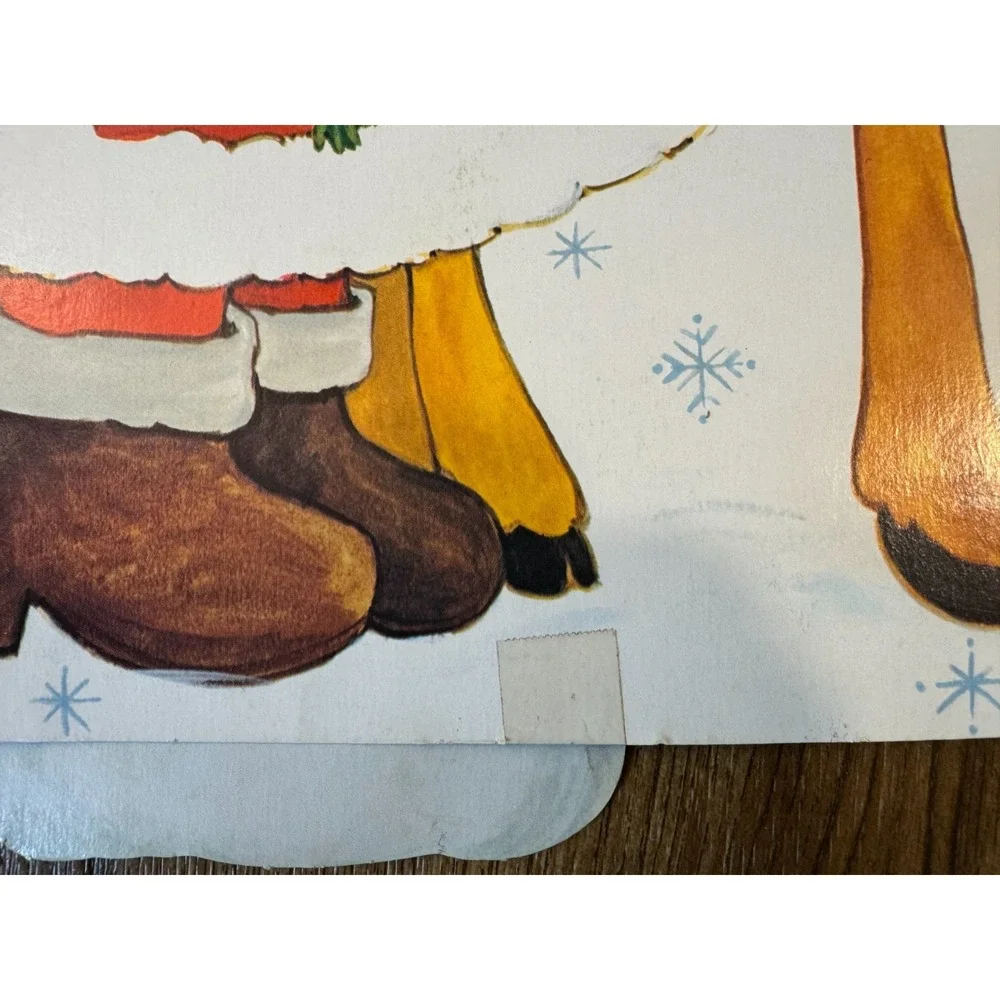 VTG Christmas Paper Cardboard Wall‎ Decorations Die Cut Lot Santa Snowman Teddy